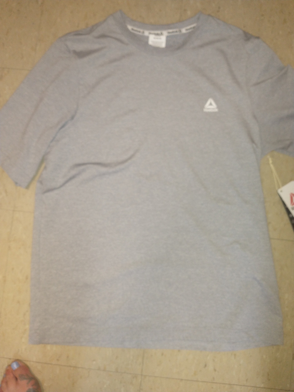Reebok Light Gray Men's Crew Neck Logo Tee